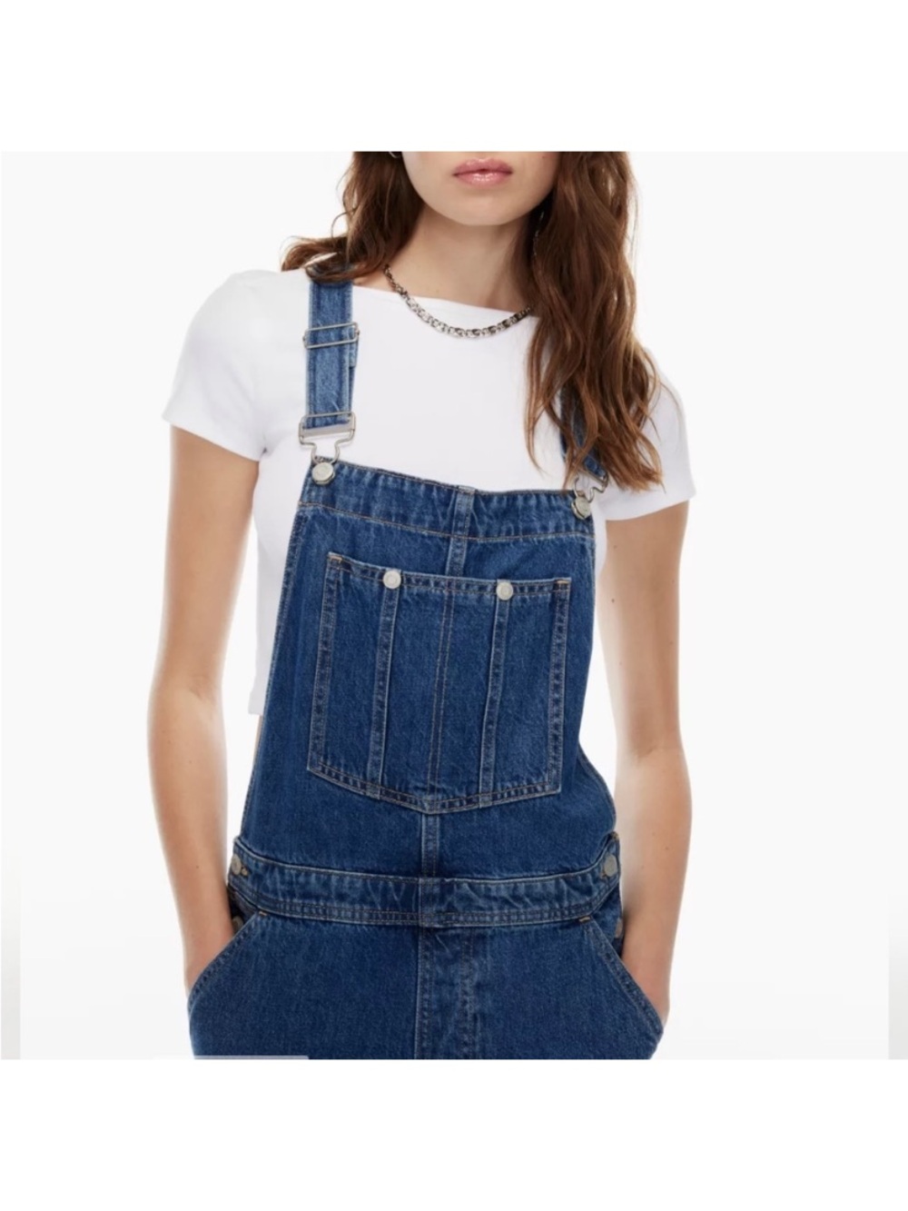 Aritzia Denim Overheard Relaxed-Fit 90s Medium Blue Overalls Size S - Picture 2 of 16
